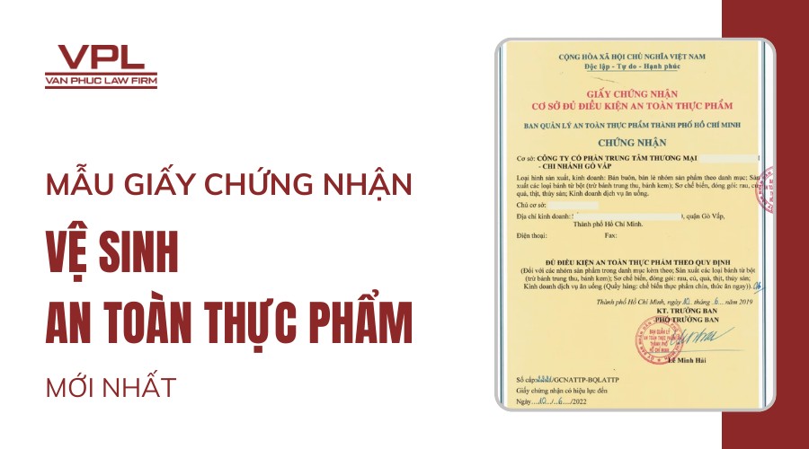 Mẫu giấy chứng nhận vệ sinh an toàn thực phẩm mới nhất